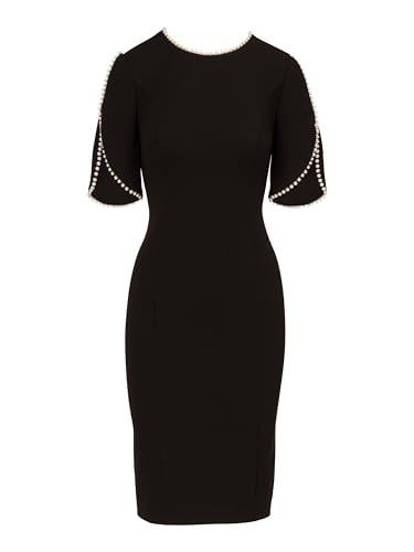 Women's Knit Crepe Pearl Midi Dress