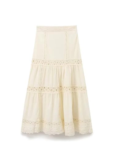 21CIfdz7fPL.jpg Women's 2-Piece Set Sleeveless Single-Breasted Top+Hollow High Street Lace Crochet Skirt