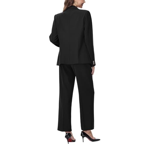 Women's 2 Piece Set Double Breasted Blazer and Pants Suit Business Outfits for Work Office
