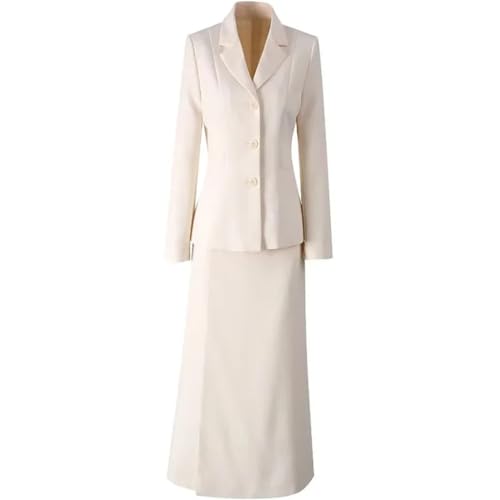 Women Elegant Office and Business Suit Long-Sleeved Single Breasted Tops Straight Skirt 2 Piece Set