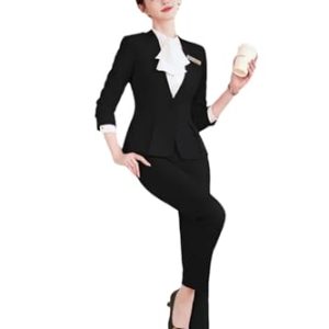 Women's Solid Color V-Neck Single Button Slim Fit Short Suit Jacket Skirt Two-Piece Suit