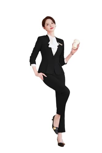 Women's Solid Color V-Neck Single Button Slim Fit Short Suit Jacket Skirt Two-Piece Suit