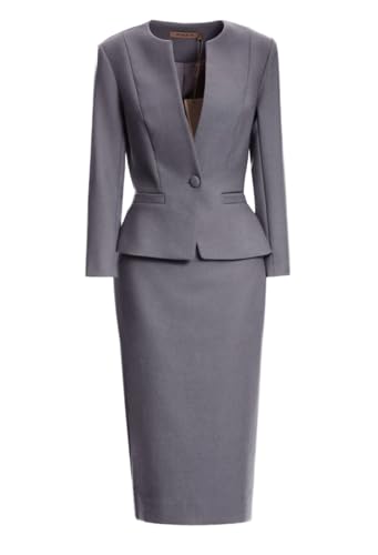 Suits for Women Business 2 Pieces Long Sleeve Office Formal One Button Lady Blazer Skirt Suit Set Outfits
