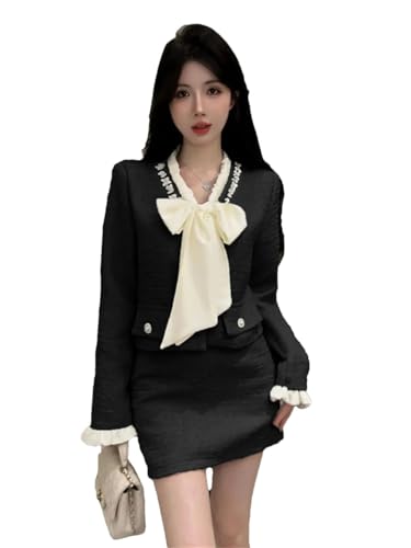 Women Korean Fashion Chic Skirt Sets 2 Piece Outfit French Elegant Jacket Coat Mini Skirt Suits