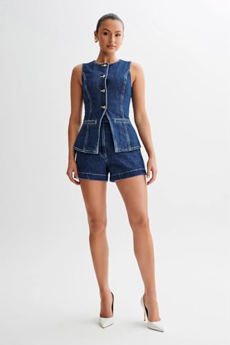 Two Piece Sets for Women Summer Vest Outfits Denim Suiting