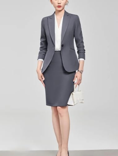 Women's Notch Lapel Collar Slim Fit Suit Jacket Wrap Hip Pencil Skirt 2 Piece Suits Business Office Sets