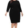 Women's Work Office Business Sheath Dress with Button Waist Detail