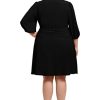 Women's Shirred Surplice Bishop Sleeve Dress