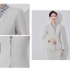 Women Long Sleeve Slim Fit Suit Jacket Midi Wrap Hip Pencil Skirt 2 Piece Sets Business Casual Sutis