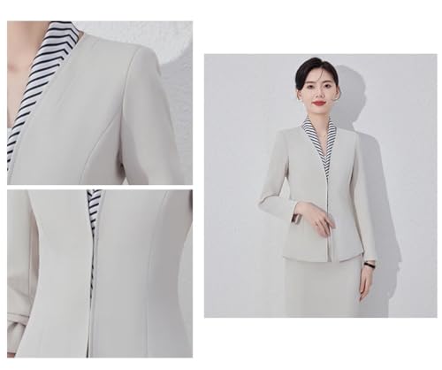 Women Long Sleeve Slim Fit Suit Jacket Midi Wrap Hip Pencil Skirt 2 Piece Sets Business Casual Sutis