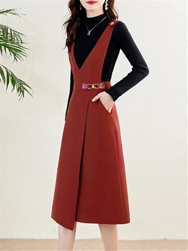 Sweater, Strap Skirt Suit for Womens Spring and Autumn Style Slim Commuting Vest Dress twopiece Set