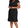 Women's Dresses Feminine Ageless Surplice V-Neck Faux Wrap Ruffle Dress Office Event Shower Guest of