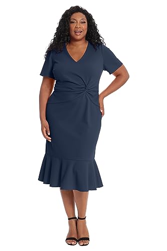 Women's V-Neck Polished Flounce Hem Twist Waist Detail Feminine Office Event Guest of