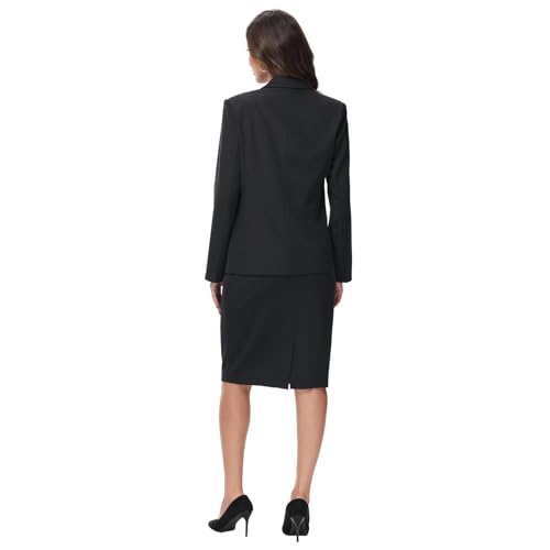 Women's Business Skirt Suit Set 2 Piece Office Outfits Notched Lapel Blazer and Pencil Skirt