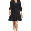 Women's Shirred Surplice Bishop Sleeve Dress