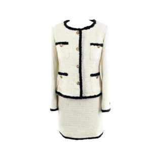 Women Tweed Jacket + Skirt Suit 2-Piece Set Slimming Suit Autumn/Winter Wire Fabric 2-Piece Set