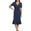 Women's V-Neck Polished Flounce Hem Twist Waist Detail Feminine Office Event Guest of