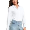 Womens Stretch Button Down Shirt Long Sleeve Wrinkle-Free Lightweight Smooth Loose Casual Office Work Shirts