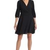 Women's Shirred Surplice Bishop Sleeve Dress
