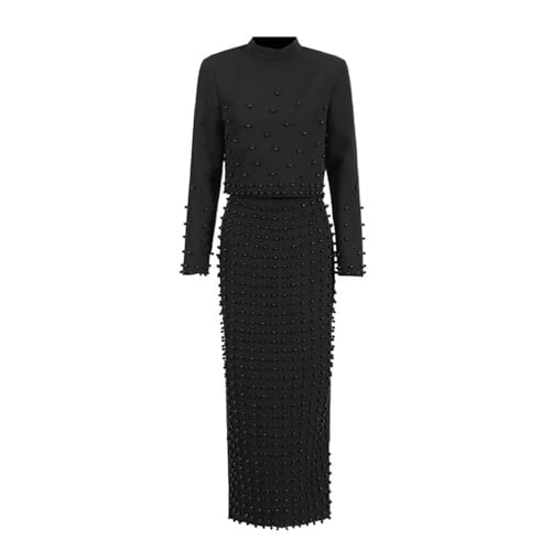 Women's Skirt Suit Spring Autumn Cropped Stand Collar Long Sleeve Top Slim Fit Skirt 2 Piece Set