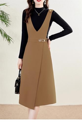 Sweater, Strap Skirt Suit for Womens Spring and Autumn Style Slim Commuting Vest Dress twopiece Set