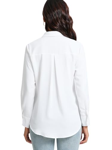 Womens Stretch Button Down Shirt Long Sleeve Wrinkle-Free Lightweight Smooth Loose Casual Office Work Shirts