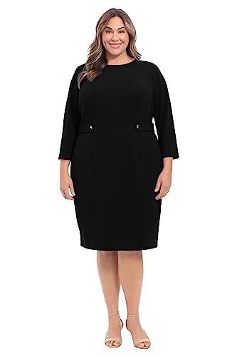 Women's Work Office Business Sheath Dress with Button Waist Detail