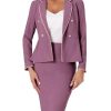 Women's Two Piece Skirt Sets Tweed Trim Blazer Knee Length Work Pencil Skirt Business Suits Office Outfits