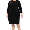 Women's Work Office Business Sheath Dress with Button Waist Detail