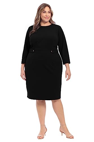 Women's Work Office Business Sheath Dress with Button Waist Detail