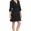 Women's Shirred Surplice Bishop Sleeve Dress