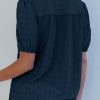 Womens Button Down Shirts Cute Short Puff Sleeve V Neck Tops Spring Summer Blouses for Women Dressy Casual