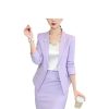 Women Pink Business Suit Long Sleeve Blazers Skirt Office Work Wear Elegant Career Two Piece Set