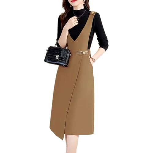 Sweater, Strap Skirt Suit for Womens Spring and Autumn Style Slim Commuting Vest Dress twopiece Set