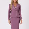 Women's Two Piece Skirt Sets Tweed Trim Blazer Knee Length Work Pencil Skirt Business Suits Office Outfits