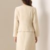 Suit Set for Women's 2 Piece Outfits Tweed Peplum Collarless Blazer Jacket and Skirt Sets