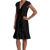 Women's Dresses Feminine Ageless Surplice V-Neck Faux Wrap Ruffle Dress Office Event Shower Guest of