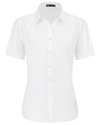 Womens Button Down Shirts Stretch Wrinkle Free Formal Short Sleeve Dress Shirt Summer Work Blouses Business Casual Tops