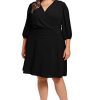 Women's Shirred Surplice Bishop Sleeve Dress