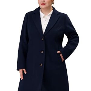Women's Plus Size Coat Single Breasted Notched Lapel Elegant Long Winter Coats 2025