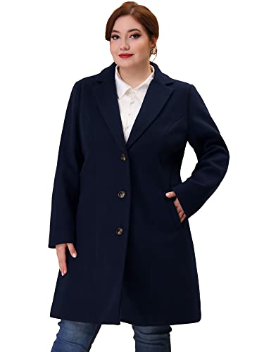 Women's Plus Size Coat Single Breasted Notched Lapel Elegant Long Winter Coats 2025
