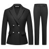 Women's 2 Piece Business Suit Double Breasted Blazer and Pants Work Suit Set