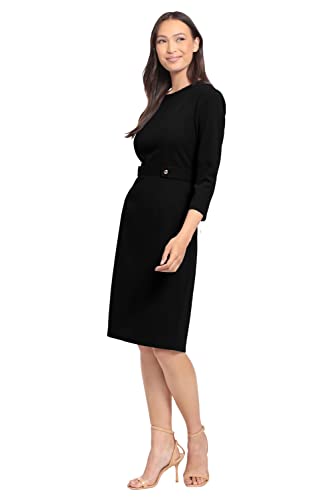 Women's Work Office Business Sheath Dress with Button Waist Detail