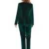 Women's 2 Piece Velvet Suit Notch Lapel One Button Slim Fit Business Party Wedding Tuxedo Blazer Pants Set