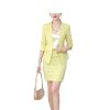 Women Pink Business Suit Long Sleeve Blazers Skirt Office Work Wear Elegant Career Two Piece Set