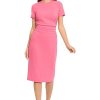Women's Ruched Waist Crepe Sheath Dress Workwear Office Occasion Event Guest of