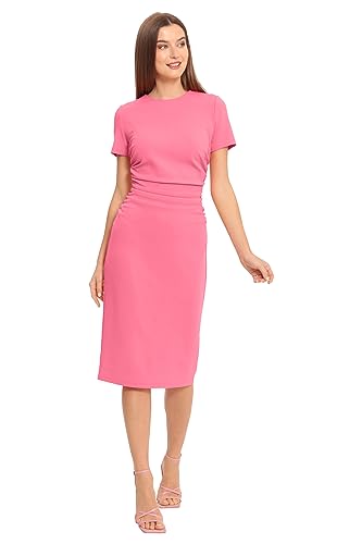 Women's Ruched Waist Crepe Sheath Dress Workwear Office Occasion Event Guest of