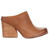 Women High Chunky Stacked Heel Mules Round Closed Toe Heeled Sandals Slip On 3 Inch Block Heels Suede Backless Booties Burnished