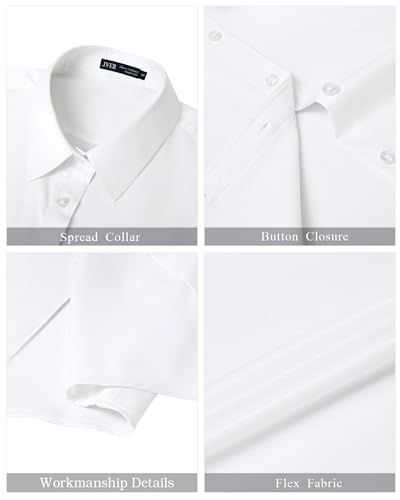 Womens Button Down Shirts Stretch Wrinkle Free Formal Short Sleeve Dress Shirt Summer Work Blouses Business Casual Tops