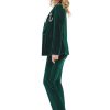 Women's 2 Piece Velvet Suit Notch Lapel One Button Slim Fit Business Party Wedding Tuxedo Blazer Pants Set